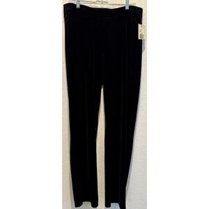 Reba Black Silver Lining Velour Pull-On Stretchy Pants Size 1X NWT